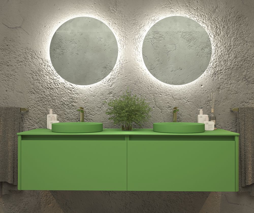 Mueble de baño FUSE suspendido 2 cajones VERDE MAYO - Imagen 4