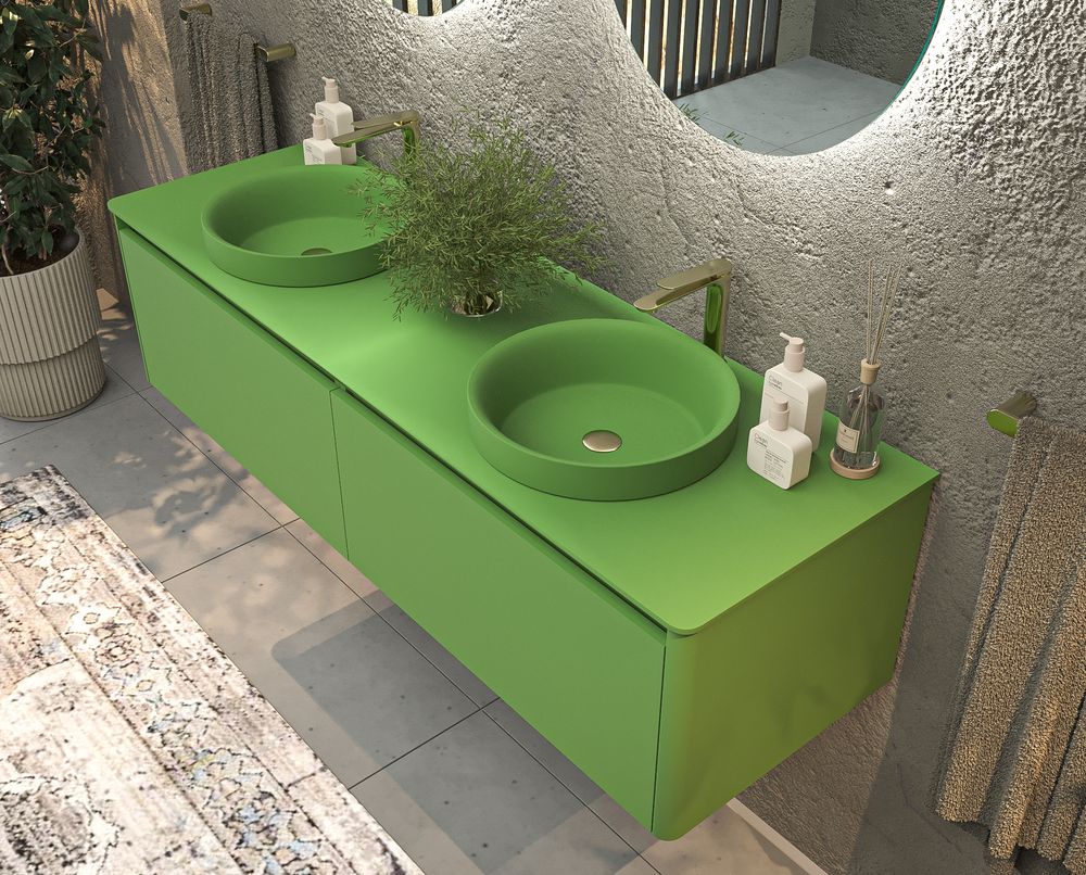 Mueble de baño FUSE suspendido 2 cajones VERDE MAYO - Imagen 5