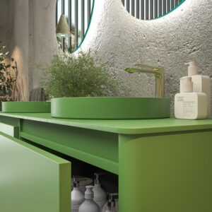 Mueble de baño FUSE suspendido 2 cajones VERDE MAYO