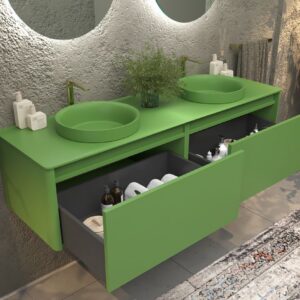 Mueble de baño FUSE suspendido 2 cajones VERDE MAYO