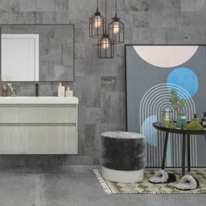 Mueble de baño suspendido 2 cajones YOKO Polar con lavabo resina  Blanco