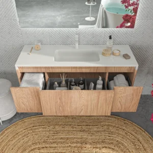 Mueble de baño BINARIO suspendido 3 cajones acabado CEMBRANO