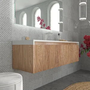 Mueble de baño BINARIO suspendido 3 cajones acabado CEMBRANO
