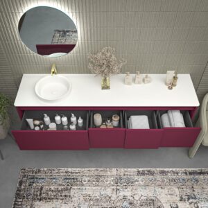 Mueble de baño FUSE suspendido 3 cajones BURDEOS