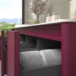 Mueble de baño FUSE suspendido 3 cajones BURDEOS