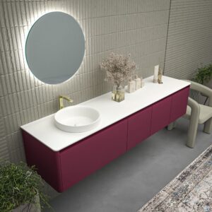 Mueble de baño FUSE suspendido 3 cajones BURDEOS