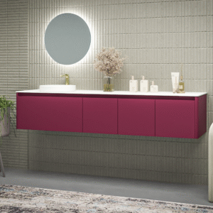 Mueble de baño FUSE suspendido 3 cajones BURDEOS