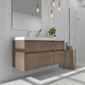 Mueble de baño suspendido 4 cajones  YOKO Bastilla con lavabo con repisa resina Blanco