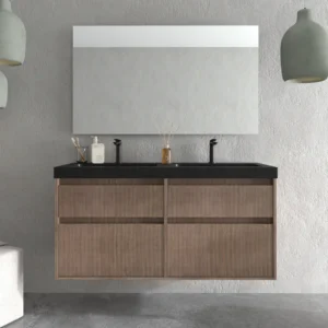 Mueble de baño suspendido 4 cajones  YOKO Bastilla  con lavabo resina Negro