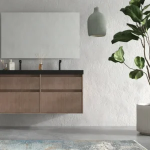 Mueble de baño suspendido 4 cajones  YOKO Bastilla  con lavabo resina Negro