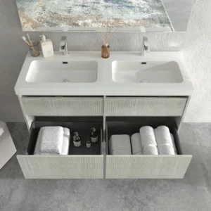 Mueble de baño suspendido 4 cajones YOKO Polar con lavabo resina Blanco
