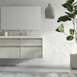 Mueble de baño suspendido 4 cajones YOKO Polar con lavabo resina Blanco
