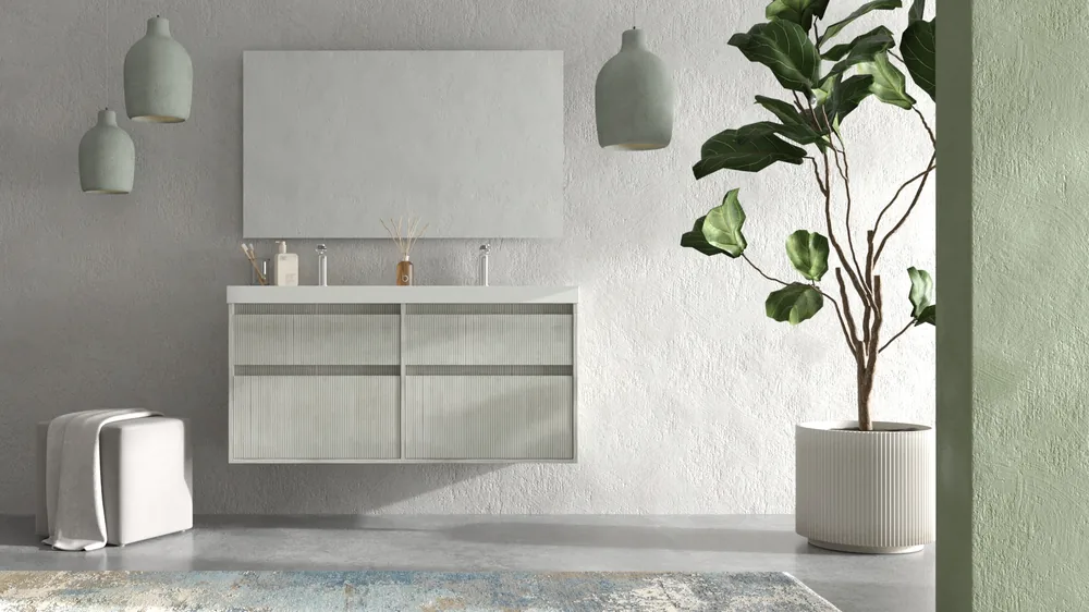 Mueble de baño suspendido 4 cajones YOKO Polar con lavabo resina Blanco - Imagen 5