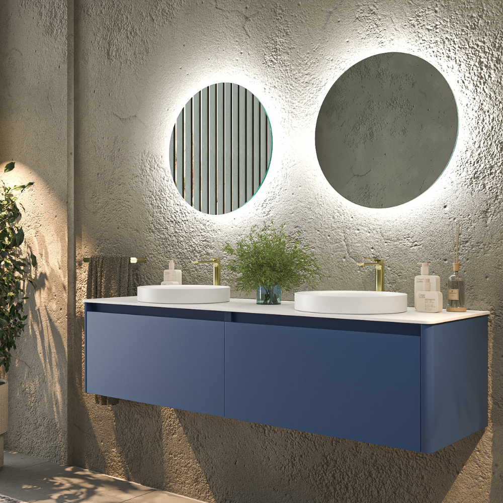 Mueble de baño FUSE suspendido 2 cajones AZUL VIOLETA - Imagen 5