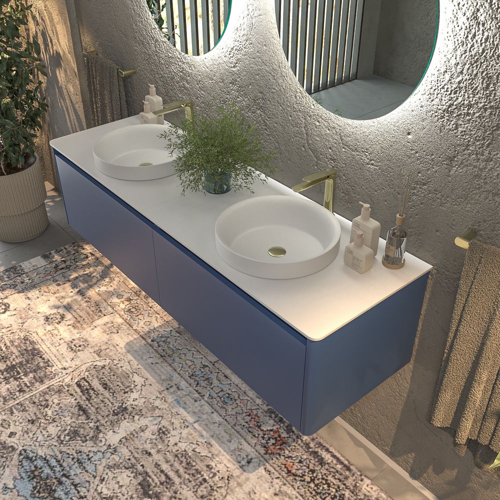 Mueble de baño FUSE suspendido 2 cajones AZUL VIOLETA - Imagen 4