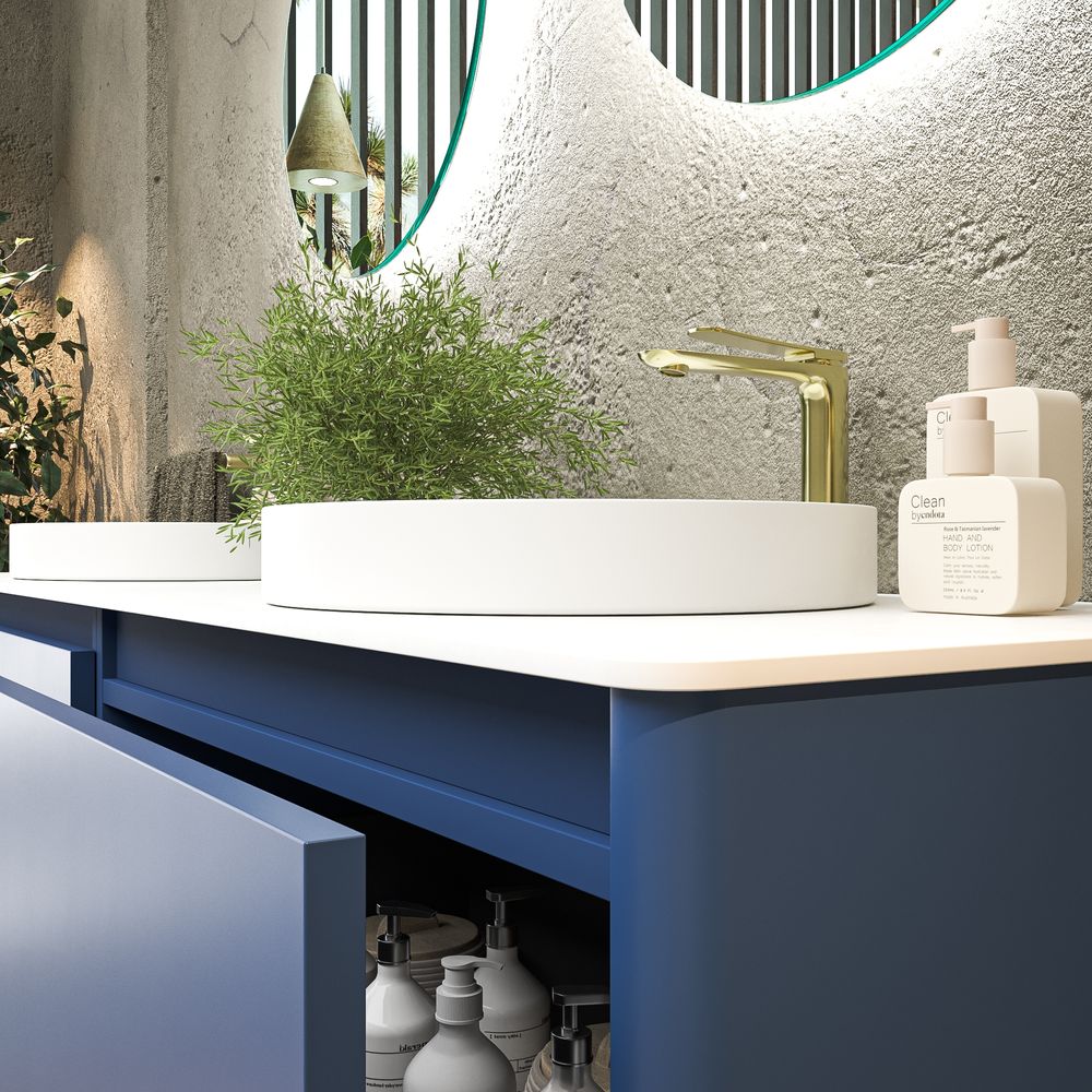 Mueble de baño FUSE suspendido 2 cajones AZUL VIOLETA - Imagen 2