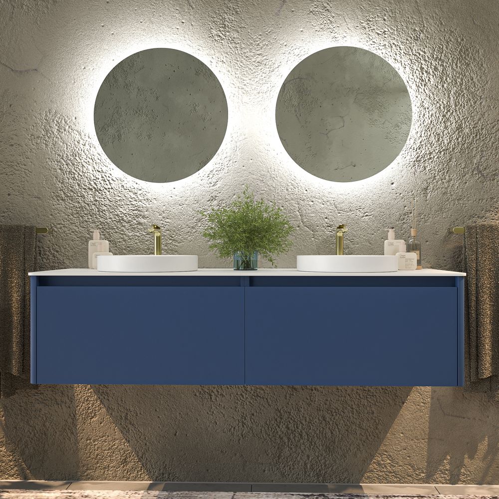 Mueble de baño FUSE suspendido 2 cajones AZUL VIOLETA