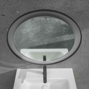 Espejo de baño VERA redondo marco aluminio NEGRO con luz LED frontal