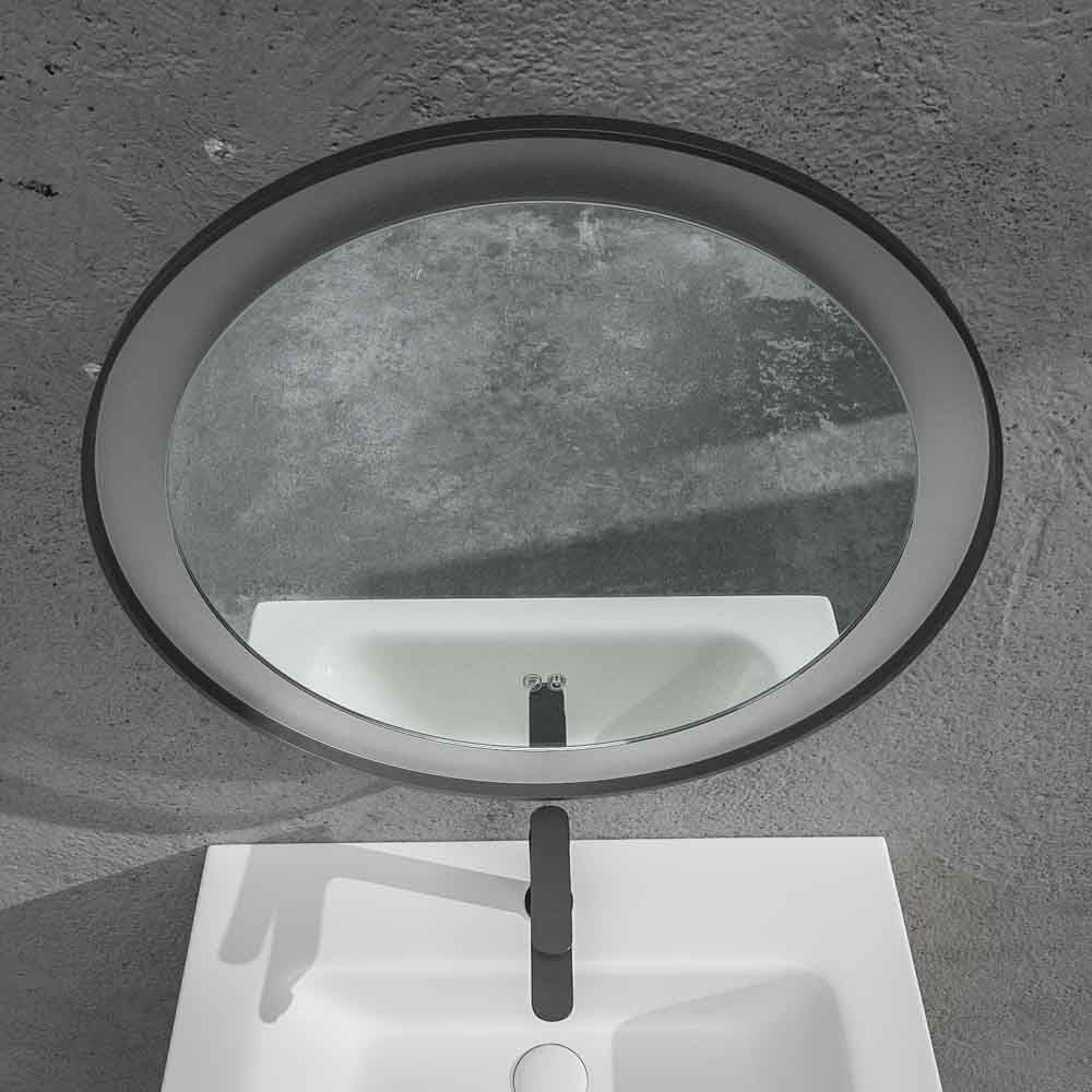 Espejo de baño VERA redondo marco aluminio NEGRO con luz LED frontal - Imagen 2