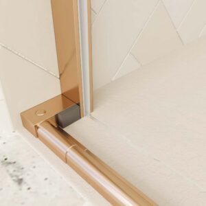 Mampara de ducha rectangular VERONA apertura frontal 1 fijo-1 puerta corredera con ruedas inferiores + 1 fijo acabado COBRE
