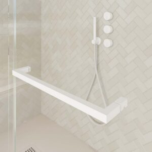 Mampara de ducha rectangular VERONA apertura frontal 1 fijo-1 puerta corredera con ruedas inferiores + 1 fijo acabado BLANCO MATE