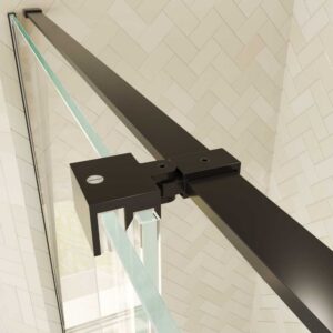Mampara de ducha rectangular VERONA apertura frontal 1 fijo-1 puerta corredera con ruedas inferiores + 1 fijo acabado NEGRO MATE