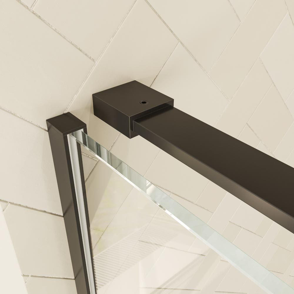 Mampara de ducha rectangular VERONA apertura frontal 1 fijo-1 puerta corredera con ruedas inferiores + 1 fijo acabado NEGRO MATE - Imagen 6