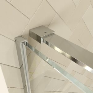 Mampara de ducha rectangular VERONA apertura frontal 1 fijo-1 puerta corredera con ruedas inferiores + 1 fijo acabado CROMO BRILLO