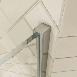 Mampara de ducha rectangular VERONA apertura frontal 1 fijo-1 puerta corredera con ruedas inferiores + 1 fijo acabado CROMO BRILLO