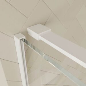 Mampara de ducha rectangular VERONA apertura frontal 1 fijo-1 puerta corredera con ruedas inferiores + 1 fijo acabado BLANCO MATE