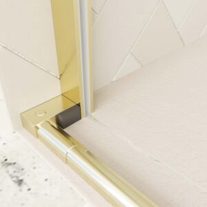 Mampara de ducha rectangular VERONA apertura frontal 1 fijo-1 puerta corredera con ruedas inferiores + 1 fijo acabado ORO MATE
