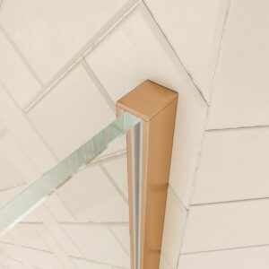 Mampara de ducha rectangular VERONA apertura frontal 1 fijo-1 puerta corredera con ruedas inferiores + 1 fijo acabado COBRE