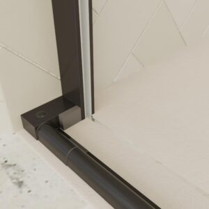 Mampara de ducha rectangular VERONA apertura frontal 1 fijo-1 puerta corredera con ruedas inferiores + 1 fijo acabado NEGRO MATE