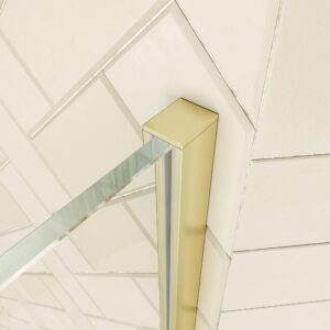 Mampara de ducha rectangular VERONA apertura frontal 1 fijo-1 puerta corredera con ruedas inferiores + 1 fijo acabado ORO MATE