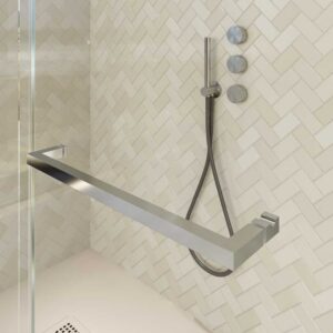 Mampara de ducha rectangular VERONA apertura frontal 1 fijo-1 puerta corredera con ruedas inferiores + 1 fijo acabado CROMO BRILLO