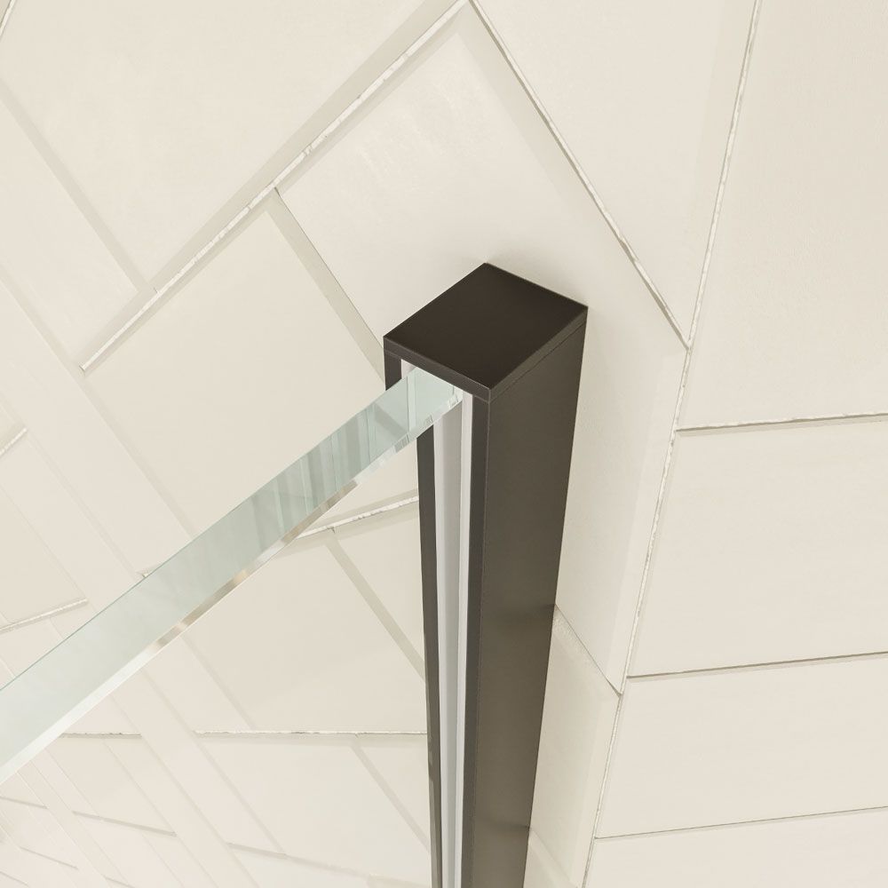Mampara de ducha rectangular VERONA apertura frontal 1 fijo-1 puerta corredera con ruedas inferiores + 1 fijo acabado NEGRO MATE - Imagen 2