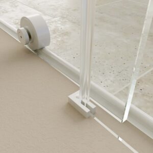 Mampara de ducha rectangular VERONA apertura frontal 1 fijo-1 puerta corredera con ruedas inferiores + 1 fijo acabado BLANCO MATE