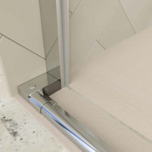 Mampara de ducha rectangular VERONA apertura frontal 1 fijo-1 puerta corredera con ruedas inferiores + 1 fijo acabado CROMO BRILLO