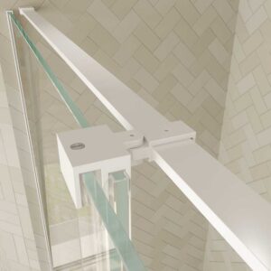 Mampara de ducha rectangular VERONA apertura frontal 1 fijo-1 puerta corredera con ruedas inferiores + 1 fijo acabado BLANCO MATE