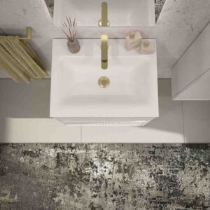 Mueble de baño suspendido 2 cajones BUDGET  con lavabo Solid Surface  BLANCO