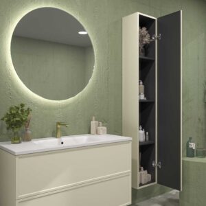 Mueble de baño suspendido 2 cajones BUDGET  con lavabo Solid Surface  CREMA