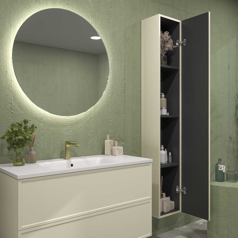 Mueble de baño suspendido 2 cajones BUDGET con lavabo Solid Surface CREMA - Imagen 4