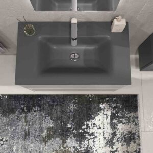 Mueble de baño suspendido 2 cajones BUDGET  con lavabo Solid Surface  GRIS SEDA