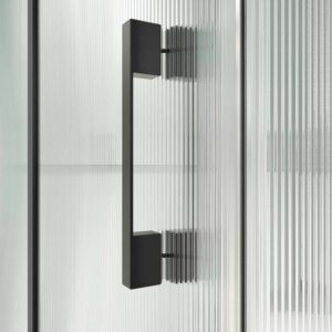 Mampara de ducha rectangular OPEN 2 fijos - 1 puerta abatible VIDRIO ACANALADO  a medida NEGRO MATE