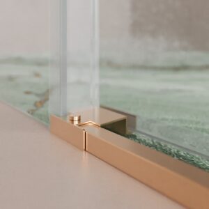 Mampara de ducha AXER rectangular 2 fijos - 2 puertas correderas vidrio 6 mm. ACERO INOXIDABLE acabado COBRE