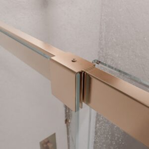 Mampara de ducha AXER rectangular 2 fijos - 2 puertas correderas vidrio 6 mm. ACERO INOXIDABLE acabado COBRE