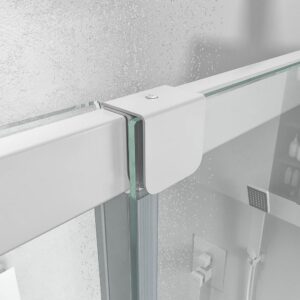Mampara de ducha AXER frontal 1 fijo - 1 puerta corredera vidrio 6 mm. decorado industrial SOHO. Acero inoxidable BLANCO MATE