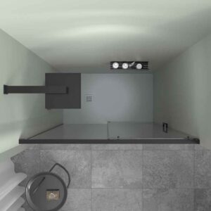 Mampara de ducha TECH STEEL frontal 1 fijo - 1 puerta corredera Parsol Gris - Acero Inoxidable NEGRO MATE