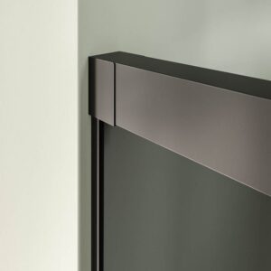 Mampara de ducha TECH STEEL frontal 1 fijo - 1 puerta corredera Parsol Gris - Acero Inoxidable NEGRO MATE