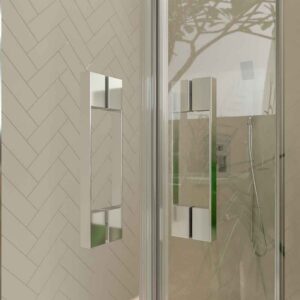 Mampara de ducha rectangular OPEN 2 fijos - 2 puertas abatibles a medida CROMO BRILLO